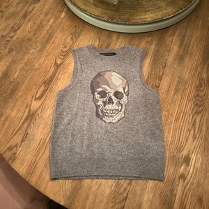 Skull Cashmere Men's Sweater in Soft Gray